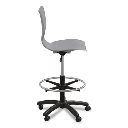 Hierarchy Five-Star Stool, Supports Up to 250 lbs, 24.48" to 33.23" Seat Height, Gray Seat, Black Base