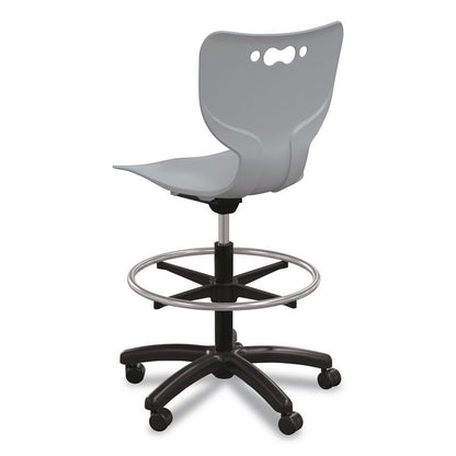 Hierarchy Five-Star Stool, Supports Up to 250 lbs, 24.48" to 33.23" Seat Height, Gray Seat, Black Base