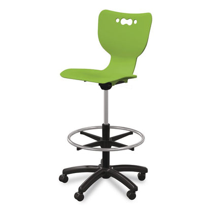 Hierarchy Five-Star Stool, Supports Up to 250 lbs, 24.48" to 33.23" Seat Height, Green Seat, Black Base
