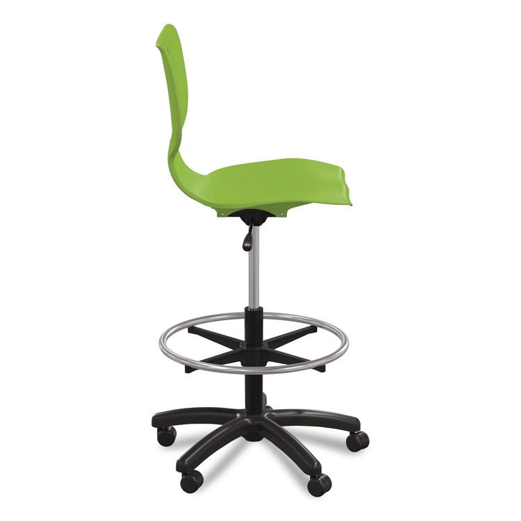 Hierarchy Five-Star Stool, Supports Up to 250 lbs, 24.48" to 33.23" Seat Height, Green Seat, Black Base
