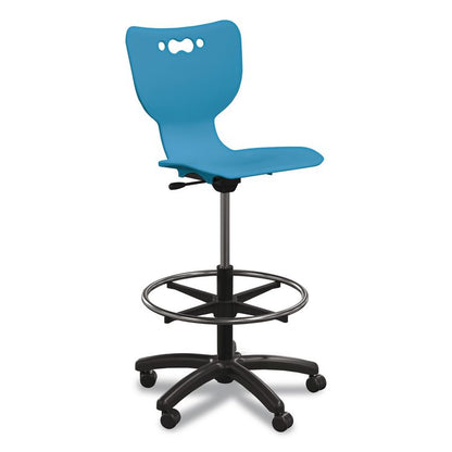 Hierarchy Five-Star Stool, Supports Up to 250 lbs, 24.48" to 33.23" Seat Height, Blue Seat, Black Base