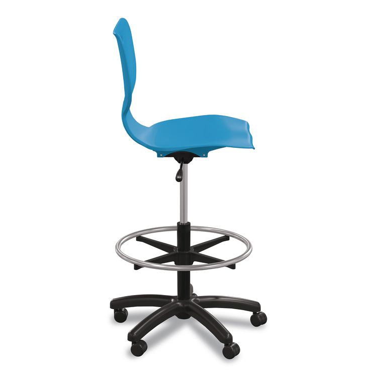 Hierarchy Five-Star Stool, Supports Up to 250 lbs, 24.48" to 33.23" Seat Height, Blue Seat, Black Base