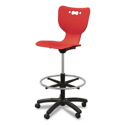 Hierarchy Five-Star Stool, Supports Up to 250 lbs, 24.48" to 33.23" Seat Height, Red Seat, Black Base