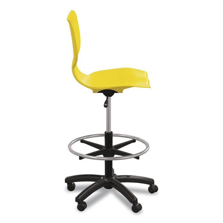 Hierarchy Five-Star Stool, Supports Up to 250 lbs, 24.48" to 33.23" Seat Height, Yellow Seat, Black Base