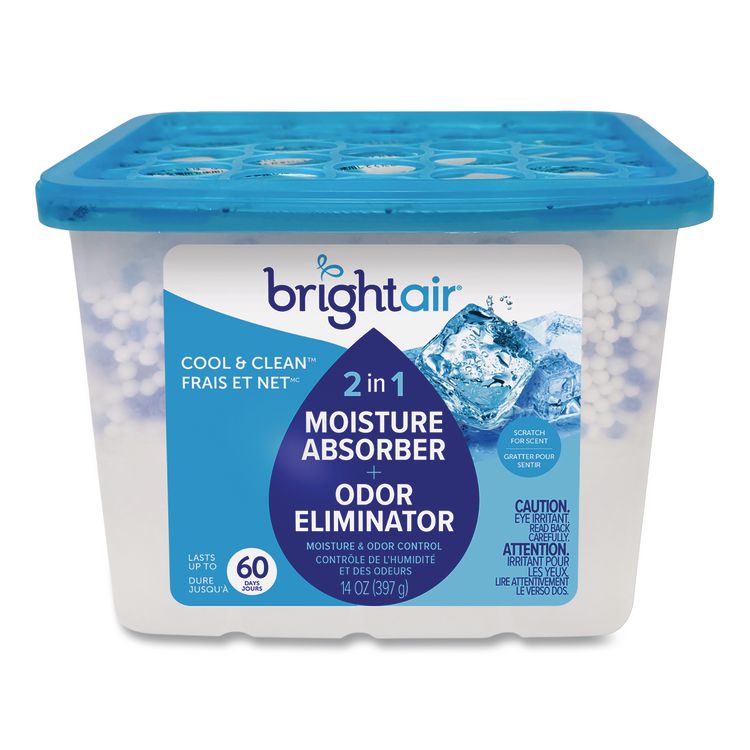 2-in-1 Moisture Absorber + Odor Eliminator, Cool and Clean, 14 oz Jar, 4/Carton