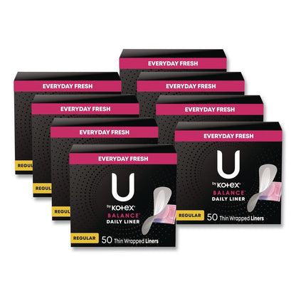 Balance Daily Wrapped Panty Liners, Light Absorbency, 50/Pack, 8 Packs/Carton