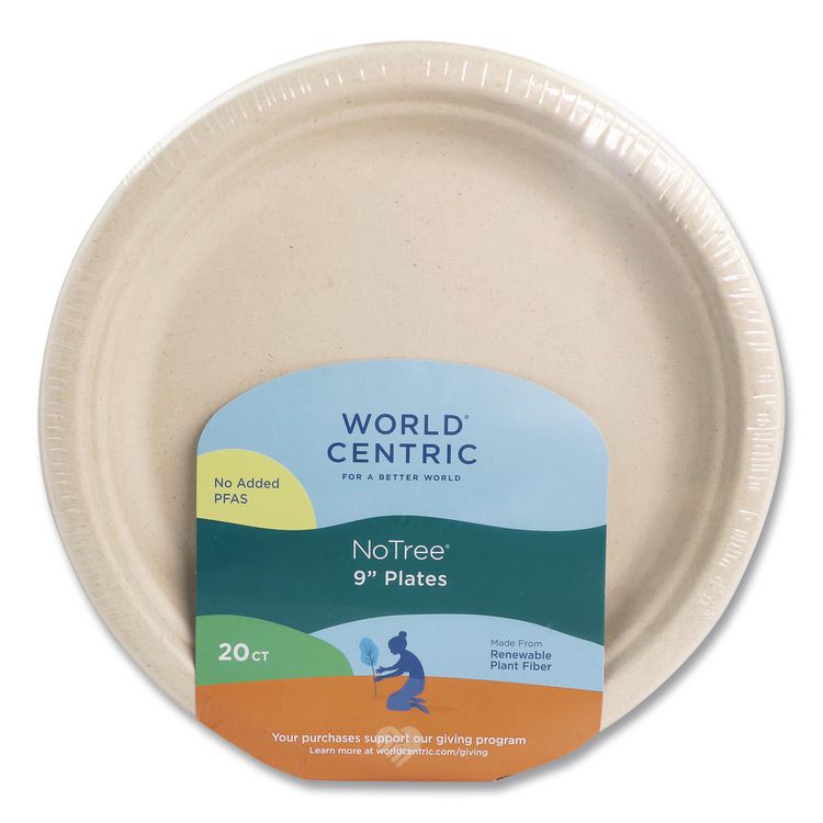 Fiber Plates, 9" dia, Natural, 20/Pack