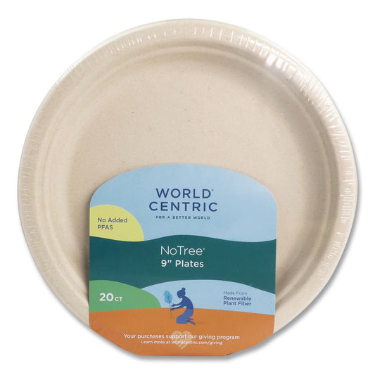 Fiber Plates, 9" dia, Natural, 20/Pack