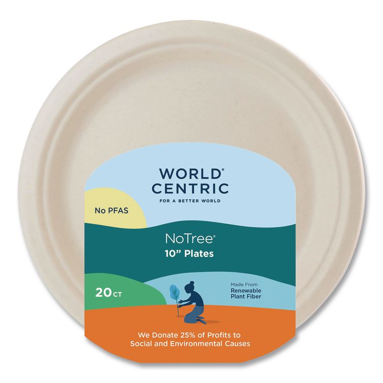 Fiber Plates, 10" dia, Natural, 20/Pack