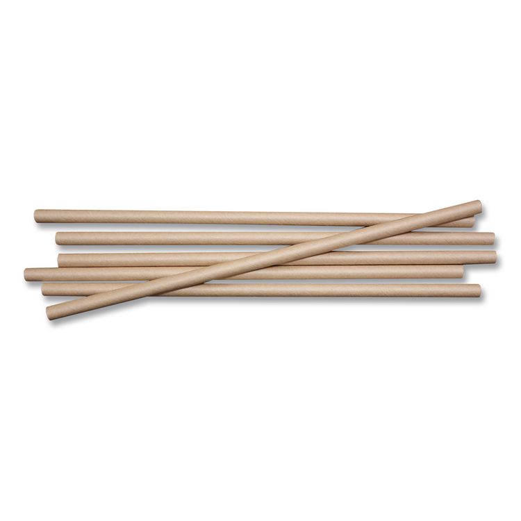 Kraft Paper Straws, 8", Brown, 50/Pack