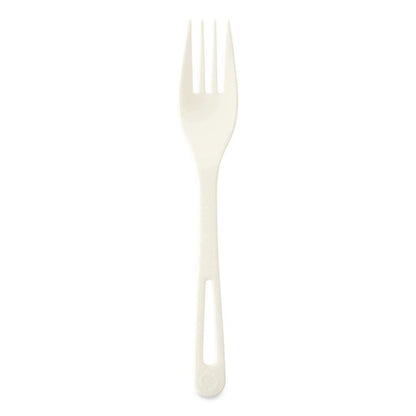 TPLA Cutlery, Medium Heavyweight, Fork, Plastic, Light Beige, 24/Pack