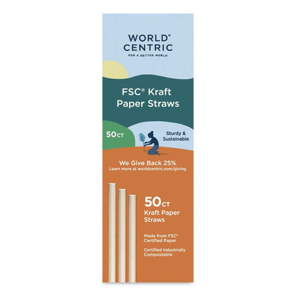 Kraft Paper Straws, 8", Brown, 50/Pack