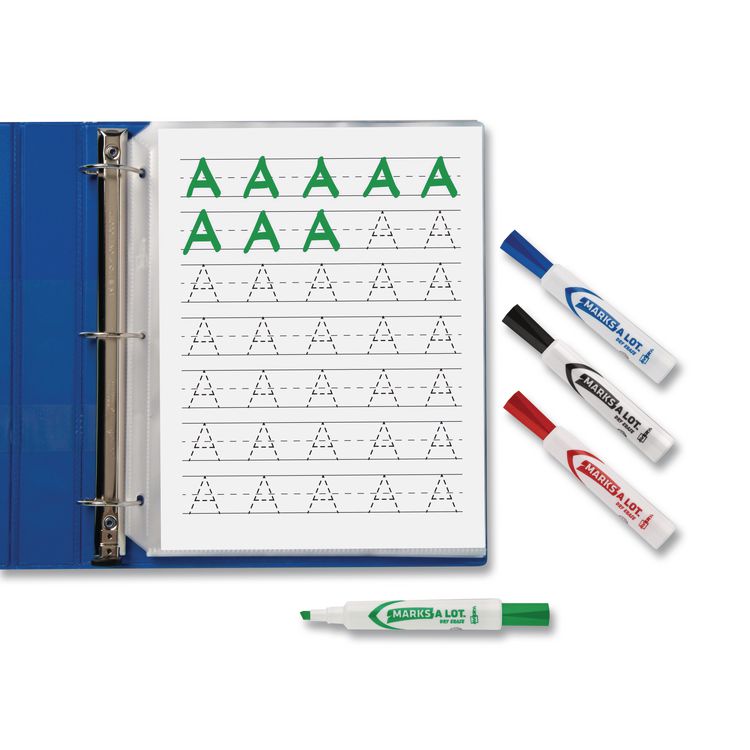 MARKS A LOT Desk-Style Dry Erase Marker, Broad Chisel Tip, Assorted Colors, 8/Set