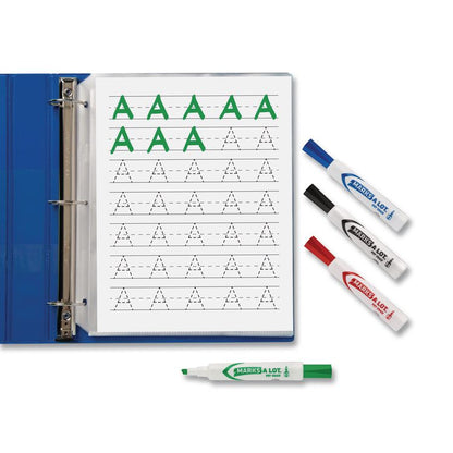 MARKS A LOT Desk-Style Dry Erase Marker, Broad Chisel Tip, Assorted Colors, 8/Set