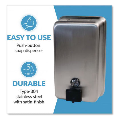 ClassicSeries Surface-Mounted Soap Dispenser, 40 oz, 4.75 x 3.5 x 8.13, Stainless Steel