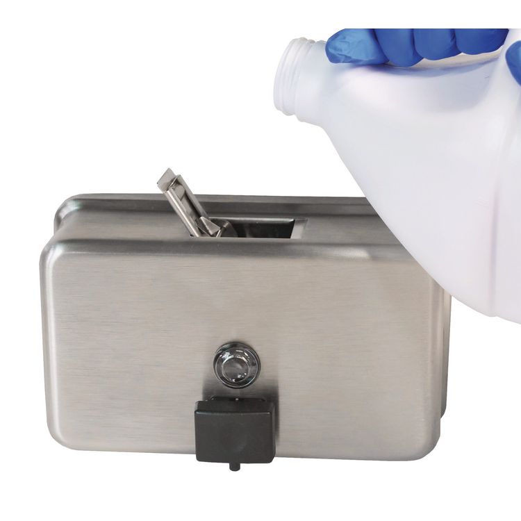 ClassicSeries Surface-Mounted Liquid Soap Dispenser, 40 oz, 8.13 x 2.75 x 4.75, Stainless Steel