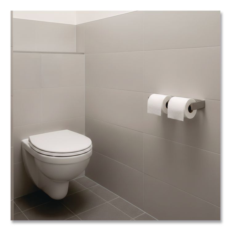 ClassicSeries Toilet Tissue Dispenser for Two Rolls, Controlled Delivery, 12.5 x 4 86 x 1.5, Black/Aluminum