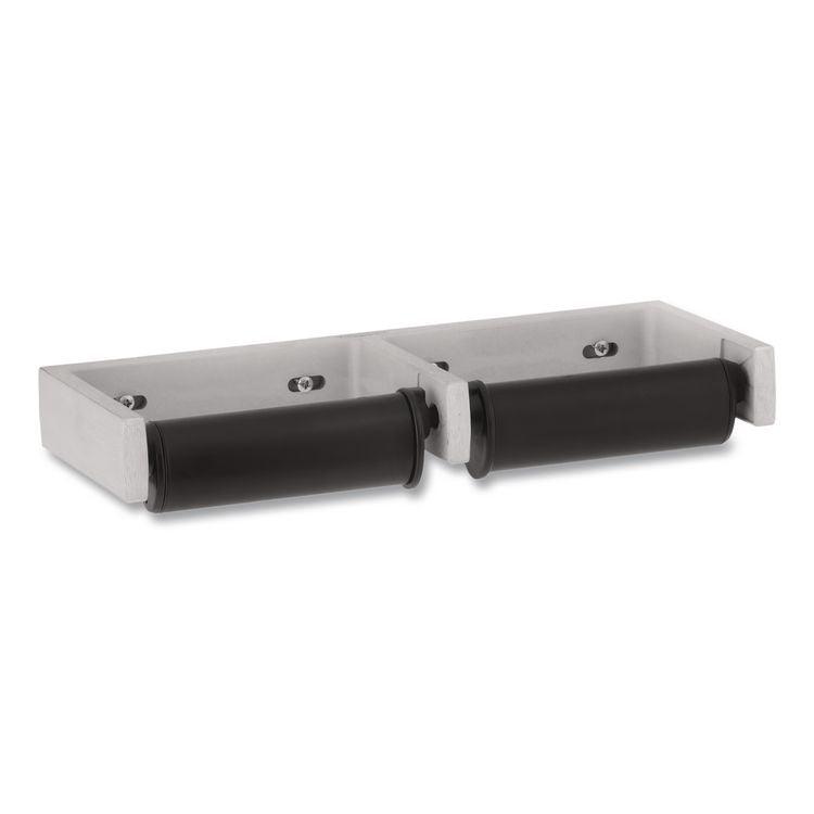 ClassicSeries Toilet Tissue Dispenser for Two Rolls, Controlled Delivery, 12.5 x 4 86 x 1.5, Black/Aluminum