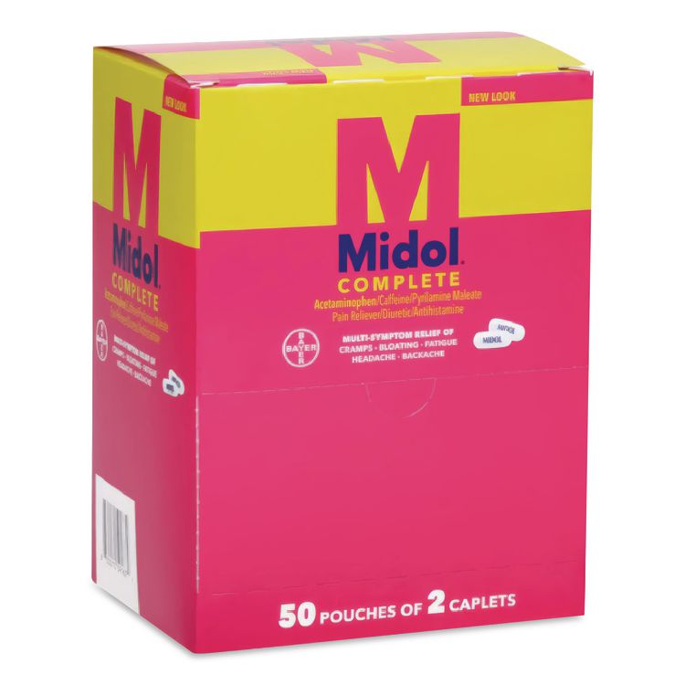 Midol Caplets, 2 Caplets/Packet, 50 Packets