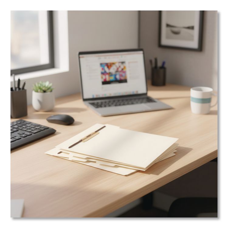 Stackable Folder Dividers with Fasteners, Top/End Tab: 1/5-Cut, 1 Fastener, Letter Size, Manila, 4 Dividers/Set, 50 Sets/Pack