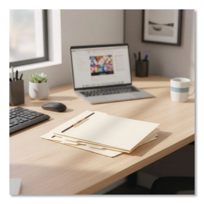 Stackable Folder Dividers with Fasteners, Top/End Tab: 1/5-Cut, 1 Fastener, Letter Size, Manila, 4 Dividers/Set, 50 Sets/Pack