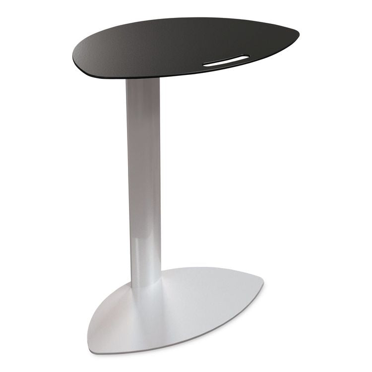 Tablet Side Table, 19.5" x 13.9" x 25.8",  Steel Plate, Black Top, Platinum Base