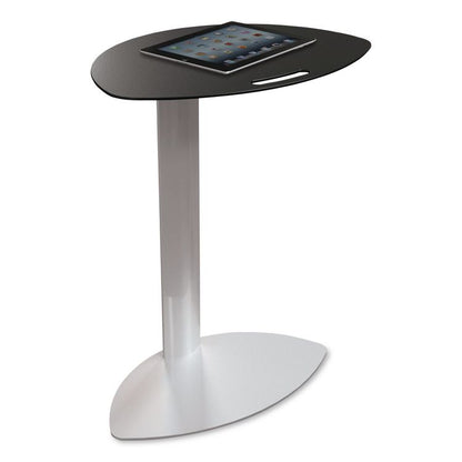 Tablet Side Table, 19.5" x 13.9" x 25.8",  Steel Plate, Black Top, Platinum Base