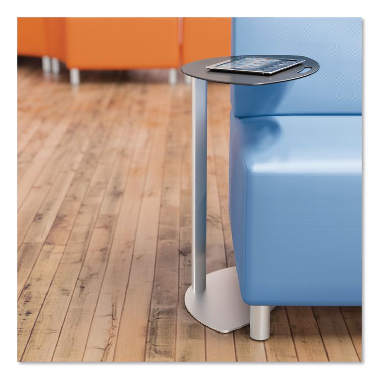 Tablet Side Table, 19.5" x 13.9" x 25.8",  Steel Plate, Black Top, Platinum Base