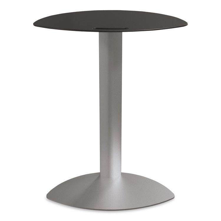Tablet Side Table, 19.5" x 13.9" x 25.8",  Steel Plate, Black Top, Platinum Base