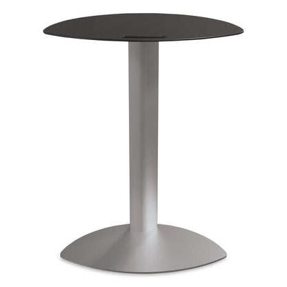 Tablet Side Table, 19.5" x 13.9" x 25.8",  Steel Plate, Black Top, Platinum Base