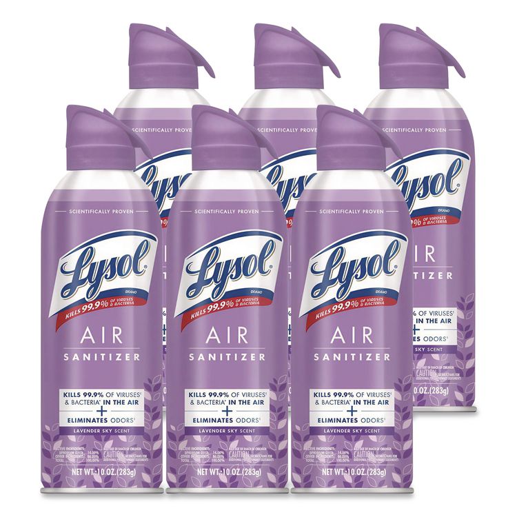 Air Sanitizer Spray, Lavender Sky Scent, 10 oz Aerosol Spray, 6/Carton