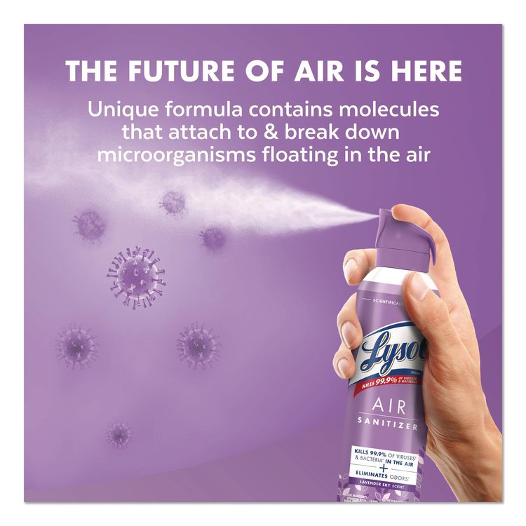 Air Sanitizer Spray, Lavender Sky Scent, 10 oz Aerosol Spray, 6/Carton