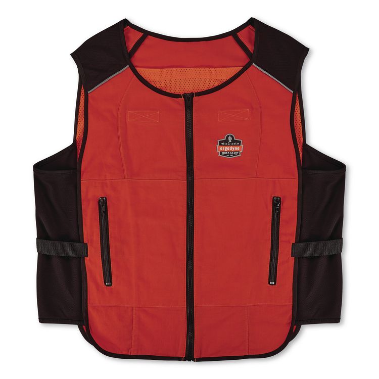 Chill-Its 6260 Lightweight Phase Change Cooling Vest with Packs, Cotton/Polyester, 2X-Large/3X-Large, Orange