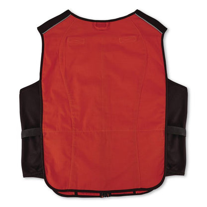 Chill-Its 6260 Lightweight Phase Change Cooling Vest with Packs, Cotton/Polyester, Small/Medium, Orange