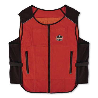 Chill-Its 6260 Lightweight Phase Change Cooling Vest with Packs, Cotton/Polyester, Small/Medium, Orange
