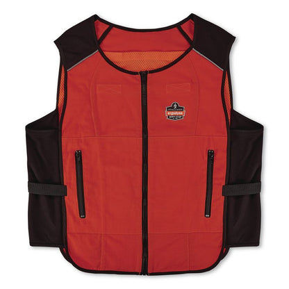 Chill-Its 6260 Lightweight Phase Change Cooling Vest with Packs, Cotton/Polyester, Large/X-Large, Orange