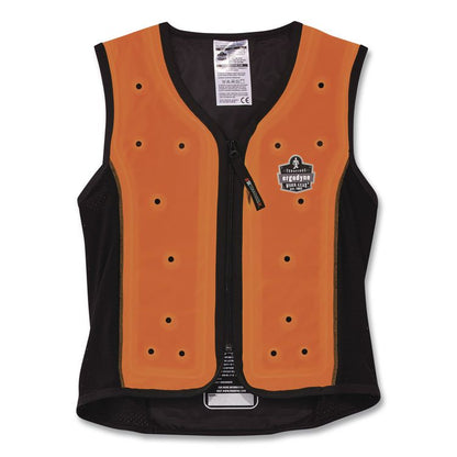 Chill-Its 6685 Premium Dry Evaporative Cooling Vest with Zipper, Polyester/Polyurethane, X-Large, Orange