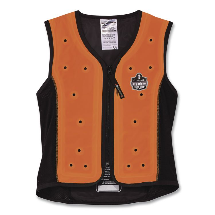 Chill-Its 6685 Premium Dry Evaporative Cooling Vest with Zipper, Polyester/Polyurethane, 2X-Large, Orange