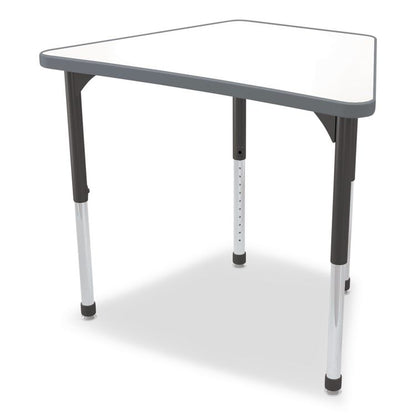 Hierarchy Beam Desk, 34.4" x 24" x 18" to 29", White Porcelain Steel with Black Legs, Ships in Two Boxes (Worksurface/Legs)