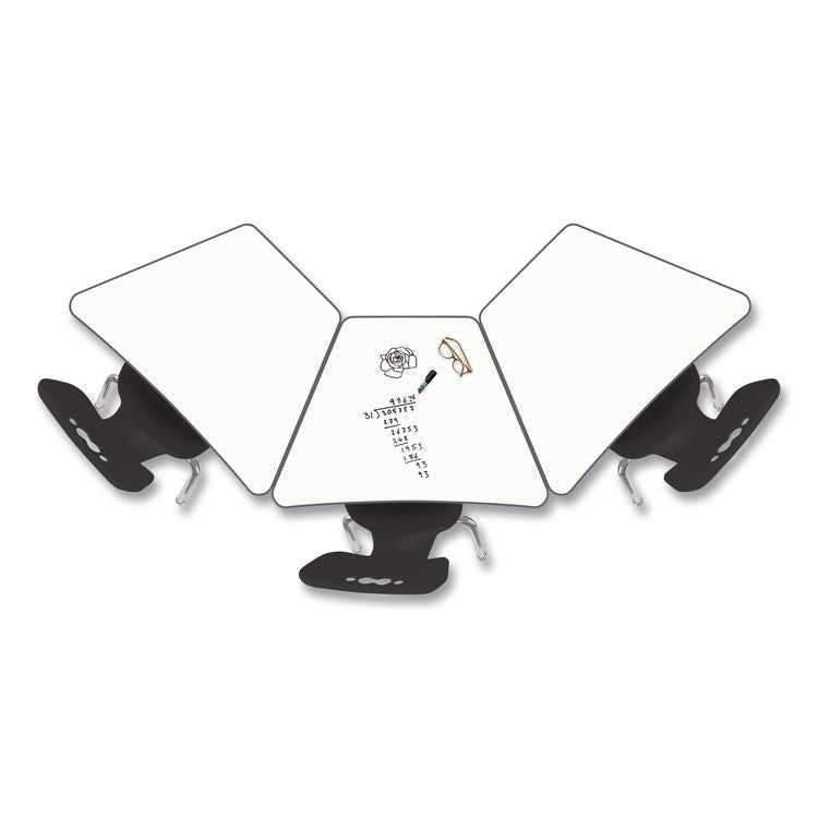 Hierarchy Beam Desk, 34.4" x 24" x 18" to 29", White Porcelain Steel with Black Legs, Ships in Two Boxes (Worksurface/Legs)