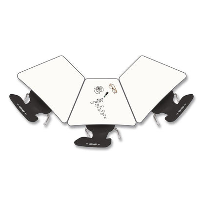 Hierarchy Beam Desk, 34.4" x 24" x 18" to 29", White Porcelain Steel with Black Legs, Ships in Two Boxes (Worksurface/Legs)
