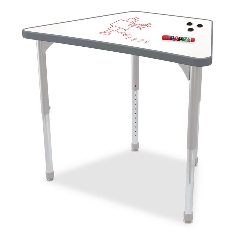 Hierarchy Beam Desk, 34.4" x 24" x 18" to 29", White Porcelain Steel with Platinum Legs,Ships in Two Boxes (Worksurface/Legs)