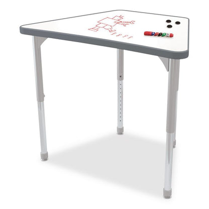 Hierarchy Beam Desk, 34.4" x 24" x 18" to 29", White Porcelain Steel with Platinum Legs,Ships in Two Boxes (Worksurface/Legs)
