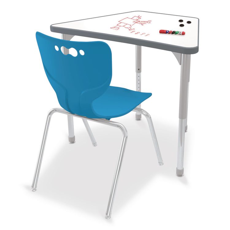 Hierarchy Beam Desk, 34.4" x 24" x 18" to 29", White Porcelain Steel with Platinum Legs,Ships in Two Boxes (Worksurface/Legs)