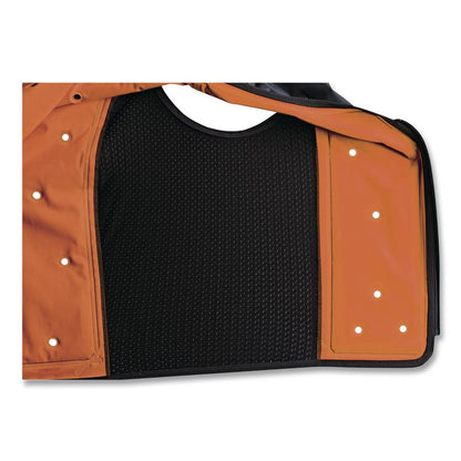 Chill-Its 6685 Premium Dry Evaporative Cooling Vest with Zipper, Polyester/Polyurethane, 4X-Large, Orange