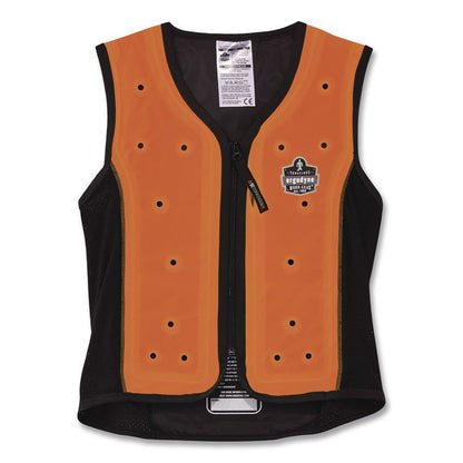 Chill-Its 6685 Premium Dry Evaporative Cooling Vest with Zipper, Polyester/Polyurethane, 4X-Large, Orange