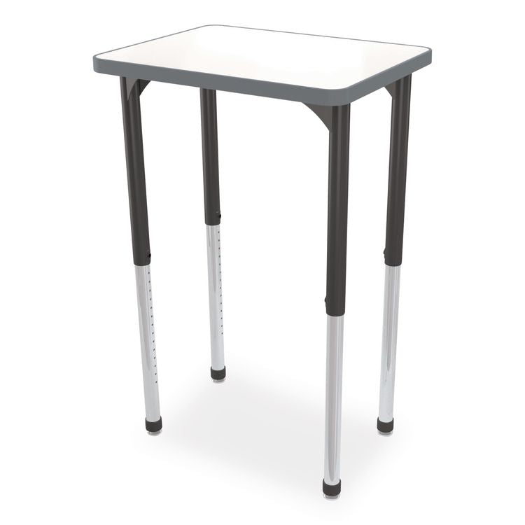 Hierarchy Rectangle Desk, 26" x 20" x 18" to 29", White Porcelain Steel Top/Black Legs