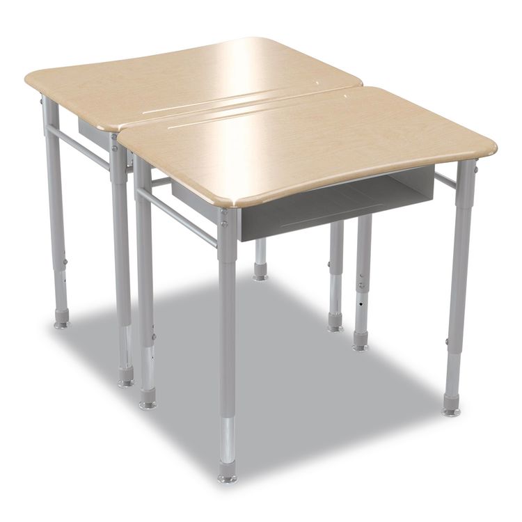 Astute Hard Plastic Desk, 26" x 19.3" x 23.1" to 33.1", Fusion Maple, 2/Carton