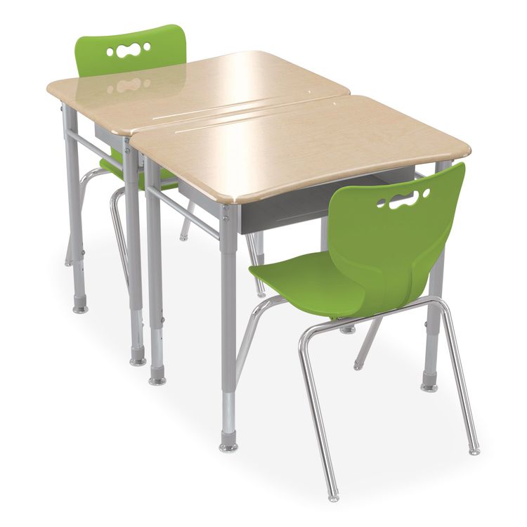 Astute Hard Plastic Desk, 26" x 19.3" x 23.1" to 33.1", Fusion Maple, 2/Carton