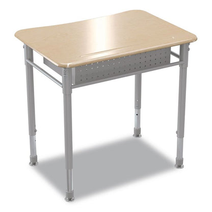 Astute Hard Plastic Desk, 26" x 19.3" x 23.1" to 33.1", Fusion Maple, 2/Carton